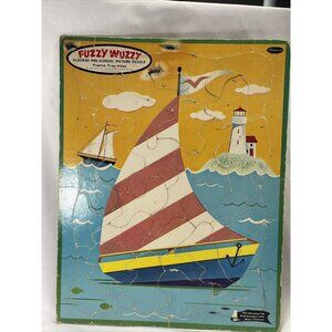 Vintage 1961 Whitman FUZZY WUZZY Boat Frame Tray Puzzle #4422 With Wear And Mark